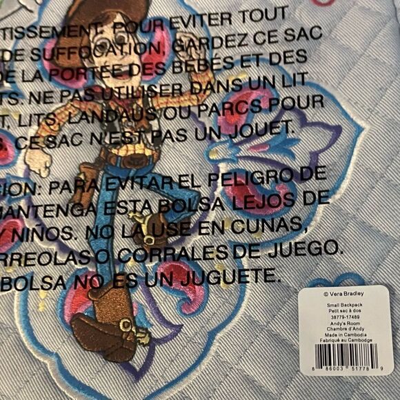 Vera Bradley Disney Pixar Small Backpack in Toy Story Andy’s Room NWT - Picture 7 of 8
